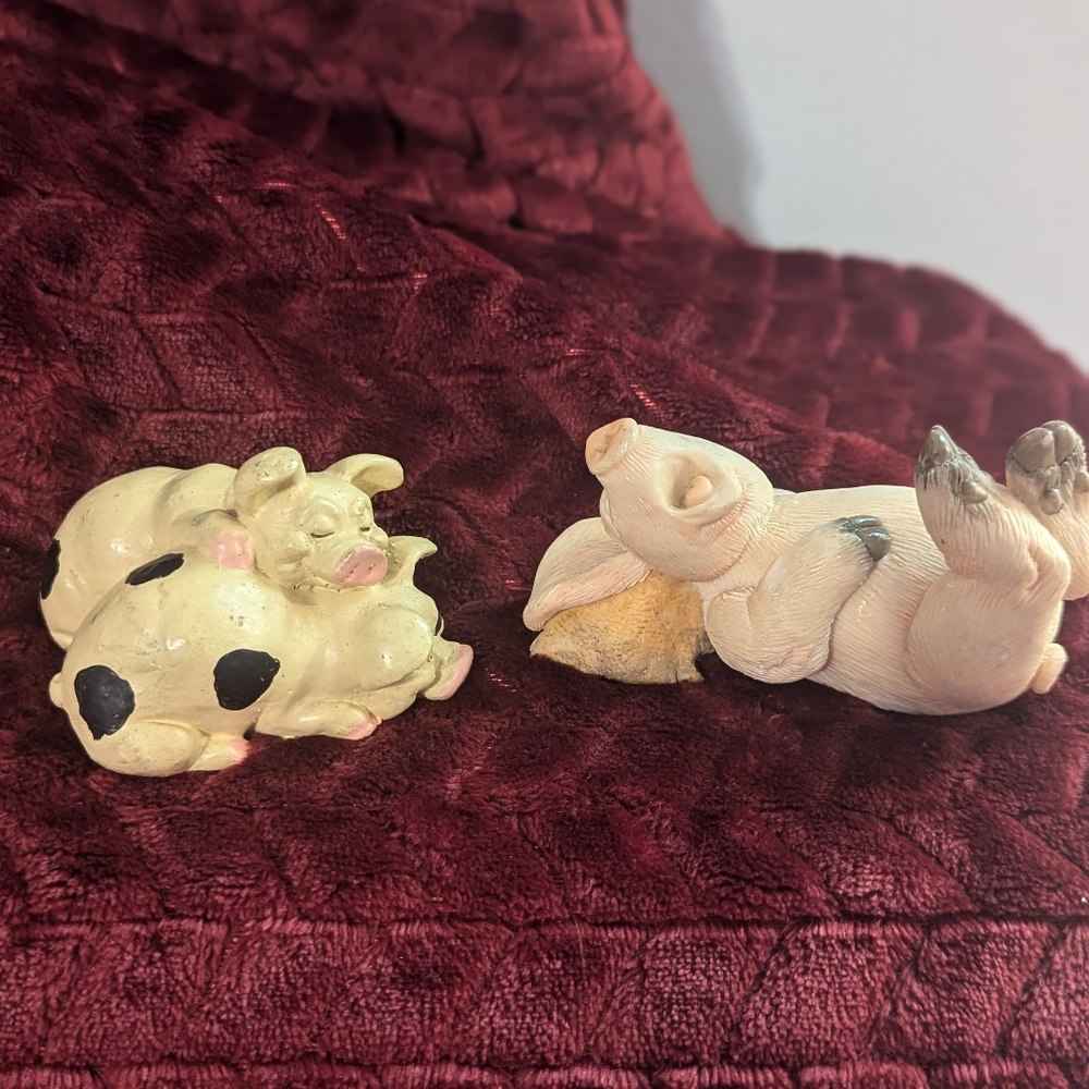 Three Adorable Pig Figurines